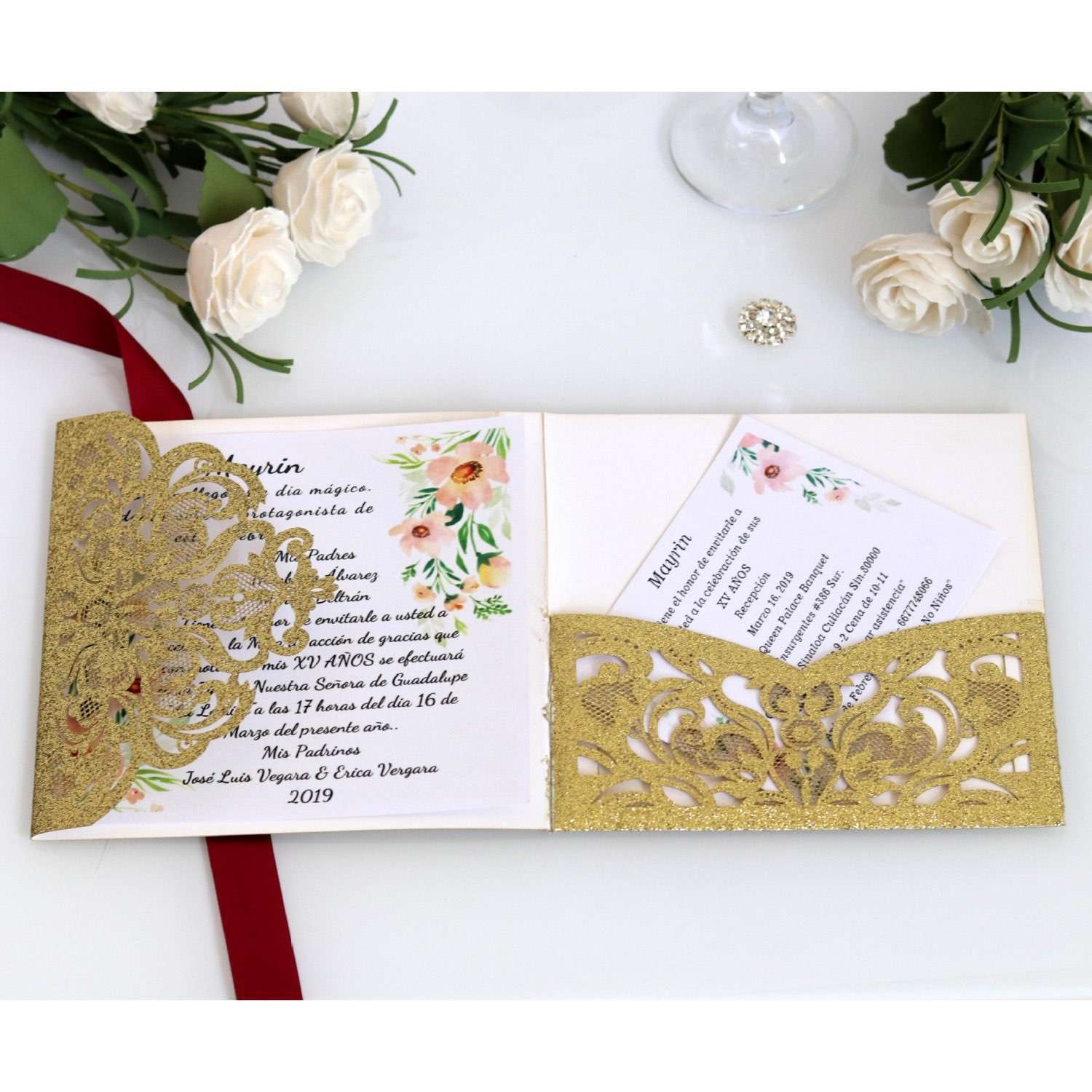 Golden Invitation Card Glitter Thank You Card New Wedding Invitation
